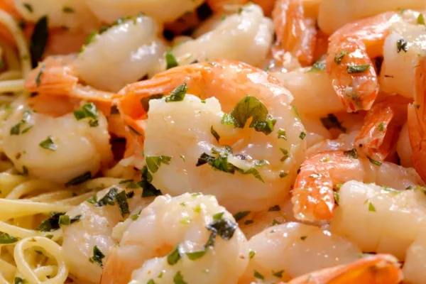 Garnelen mit Knoblauch-Pasta